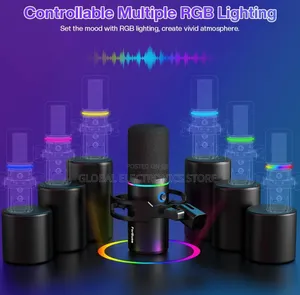 XLR Usb Dynamic Microphone With RGB Light 3.5mm Headphone