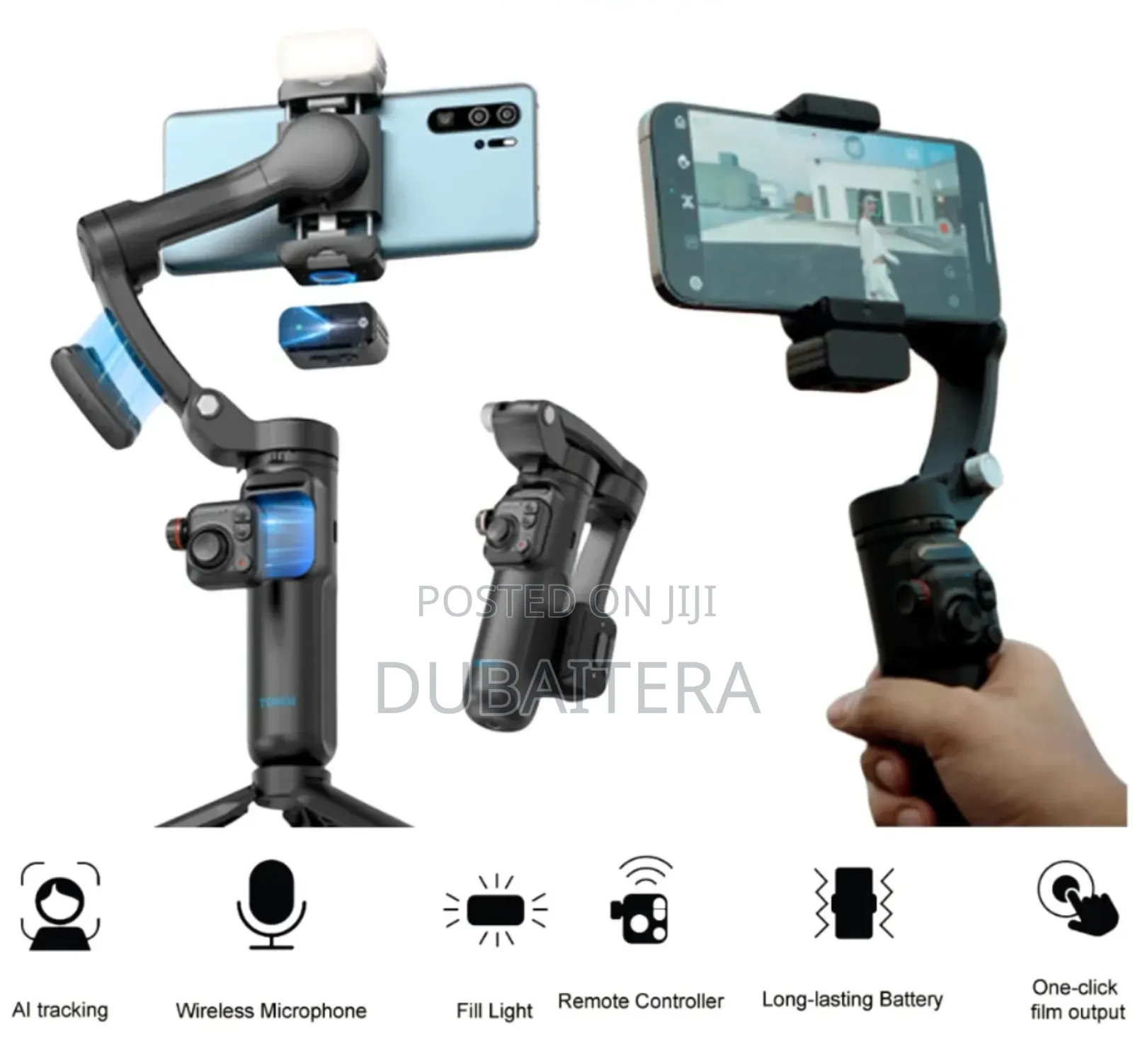 Ai Stabilization 3 Axis Gimbal With Wireless Microphone