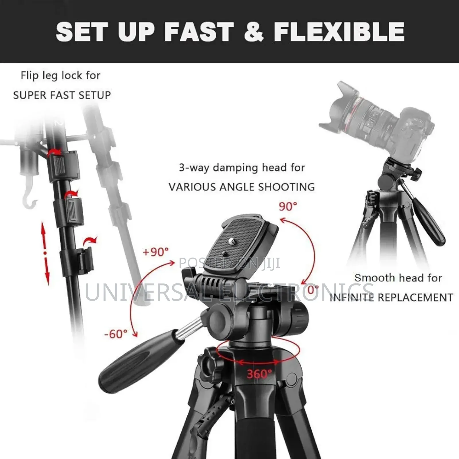 Capture Every Angle - Pro Tripod(Quick Tilt Adjustment!)