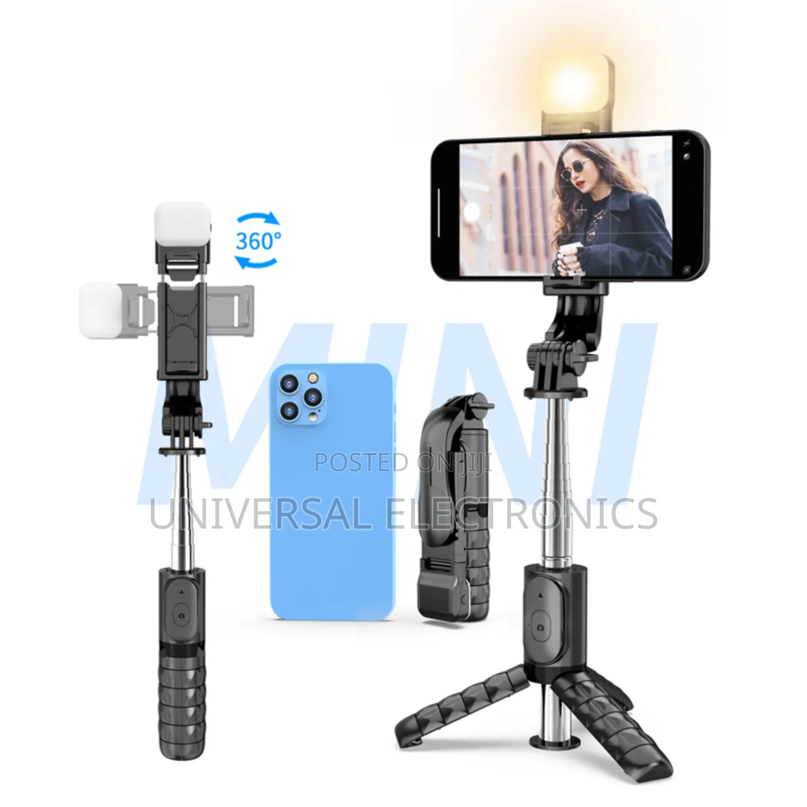 3-in-1 Tripod Selfi Stick With Fill Light Bluetooth Remote!