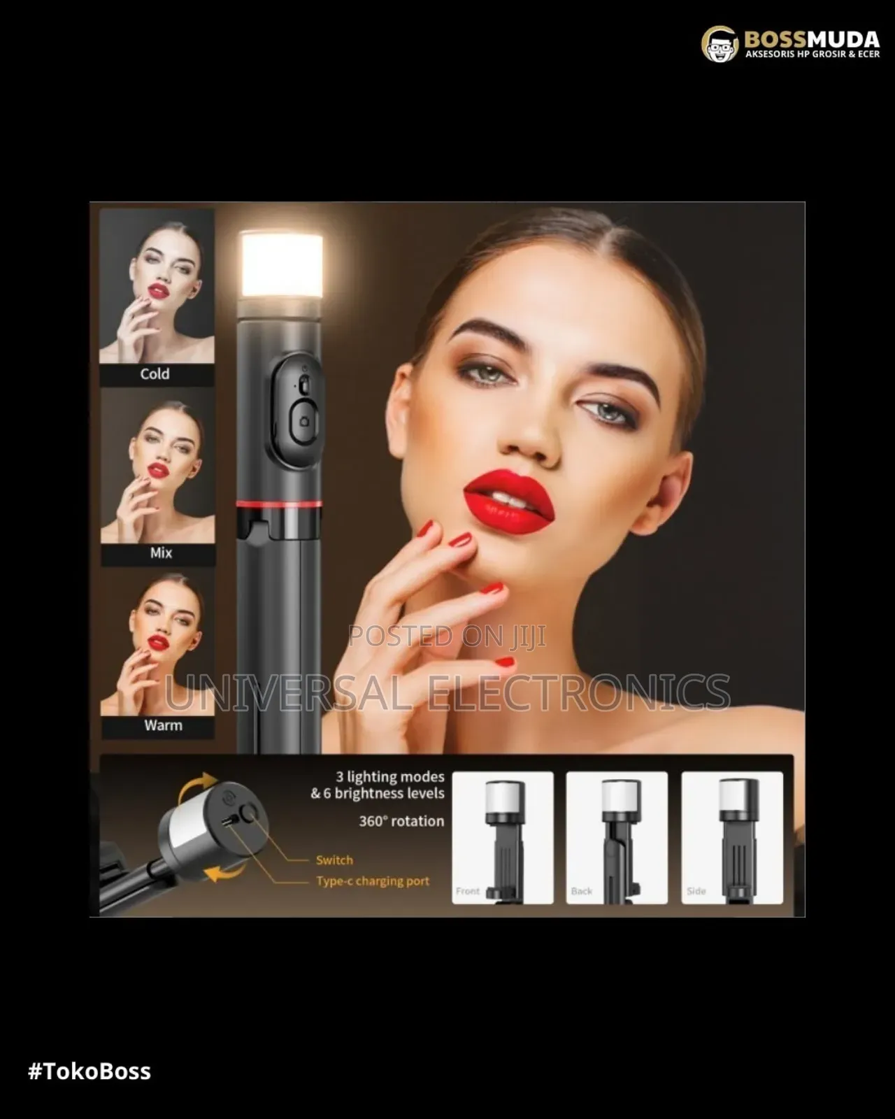 3-in-1 Tripod Selfi Stick With Fill Light Bluetooth Remote!