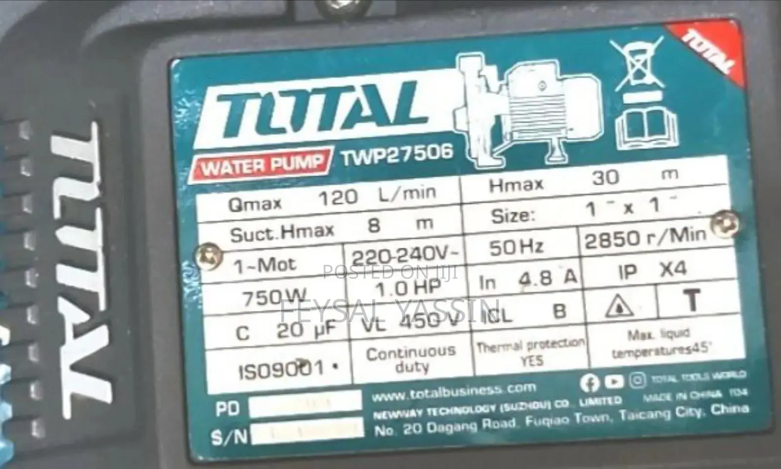 Total Water Pump Centrifugal 1hp