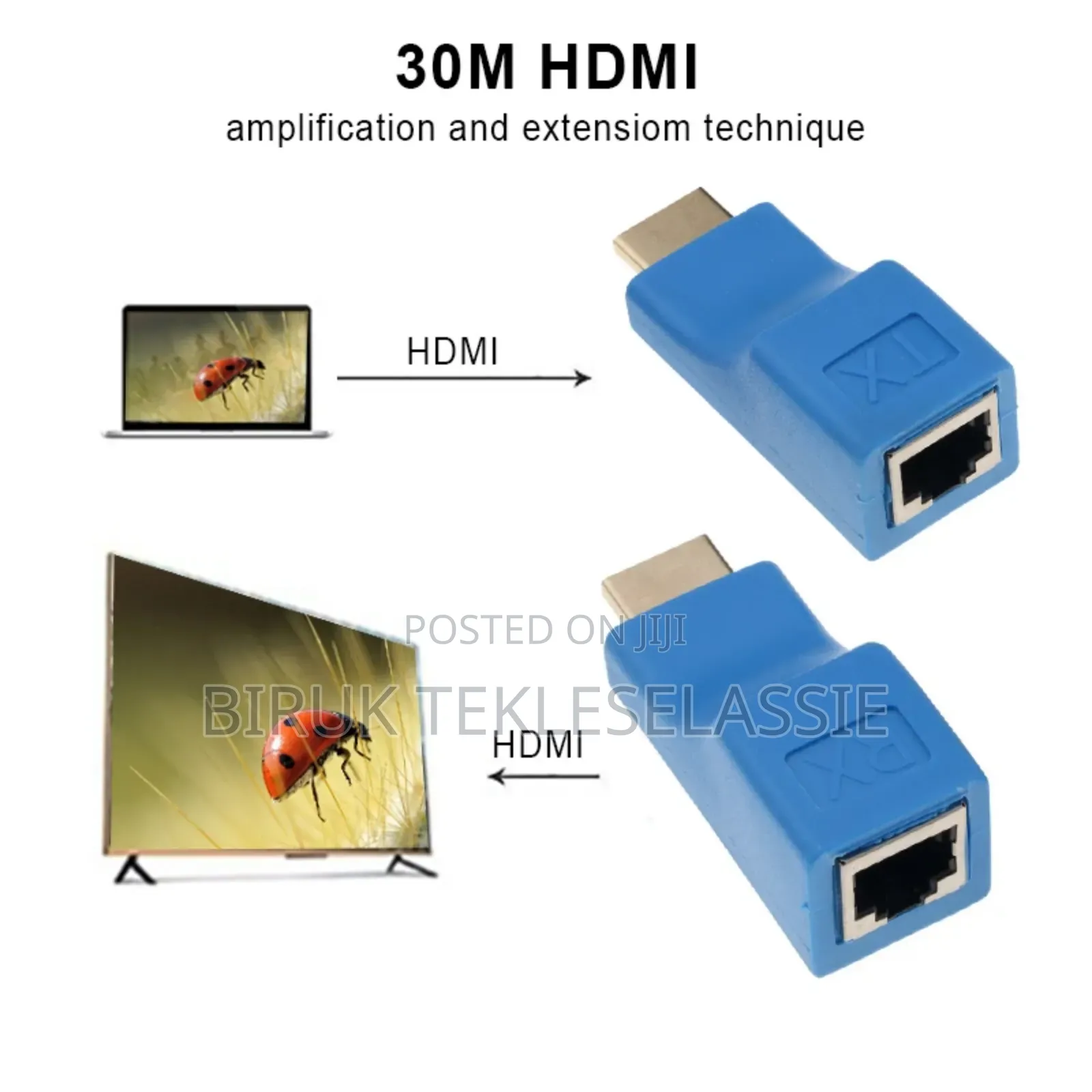 Hdmi 30m Extender To Rj45 Cat5 Network Lan Ethernet Repeater