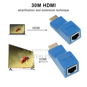 Hdmi 30m Extender To Rj45 Cat5 Network Lan Ethernet Repeater