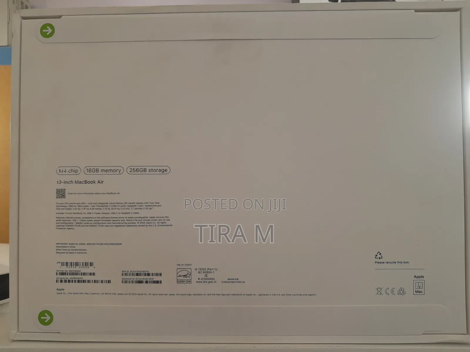 New Laptop Apple MacBook Air 2025 M4 13-Inch 16GB SSD 256GB