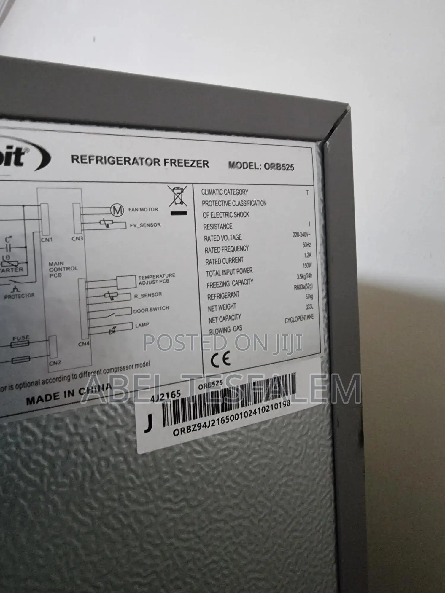 2025 Model Orbit Orb525 Refrigerator Freezer