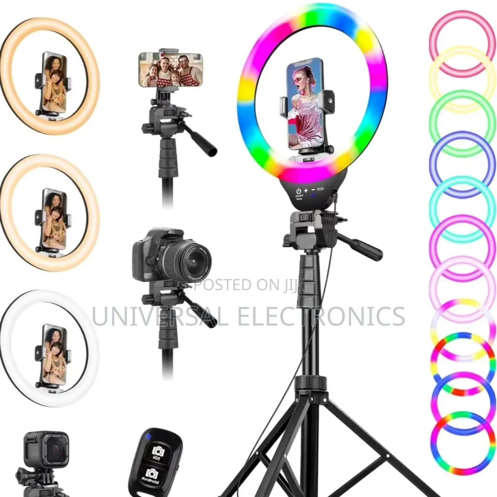 22 Inch Rgb Ringlight With 3 Phone Holder And 2.1m Stand