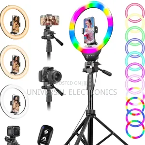 22 Inch Rgb Ringlight With 3 Phone Holder And 2.1m Stand
