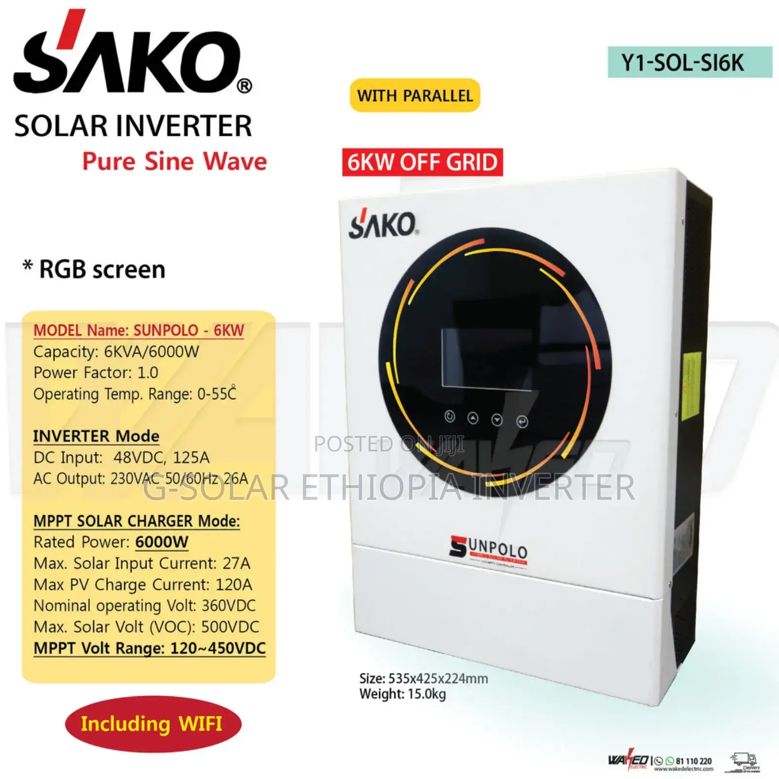 6.5kw 48v 100ah Sako Hybrid Inverter-Best for Home/Office
