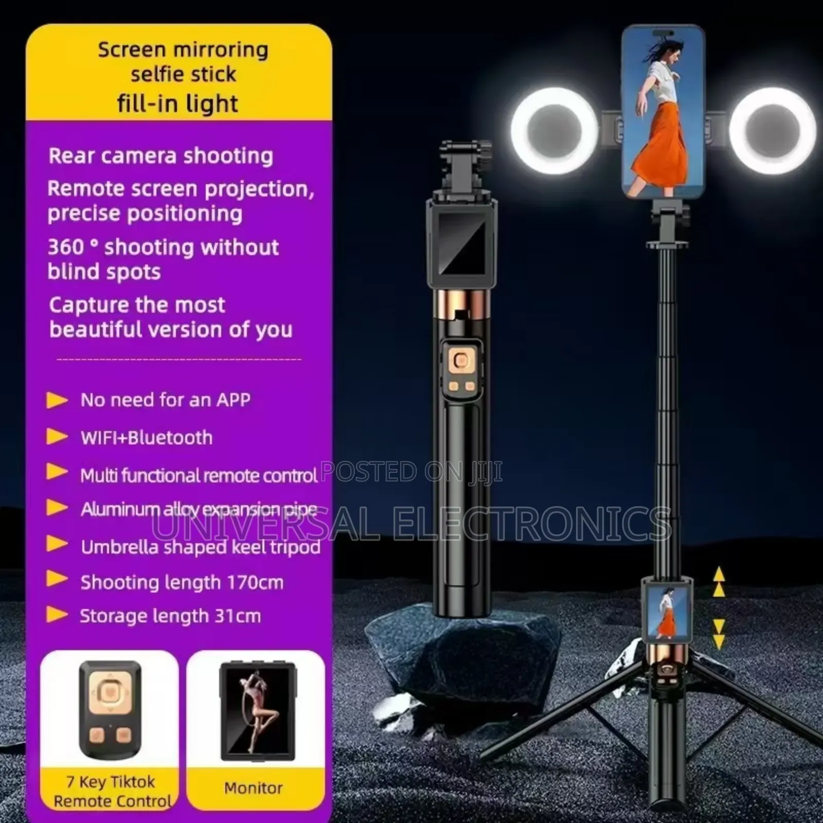 Multifunction Phone Tripod Stick( Sturdy + Foldable)