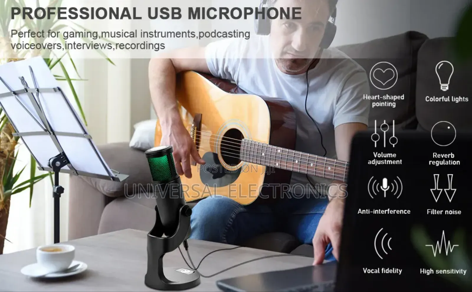 Pro-Level Usb Condenser Mic – With Vibrant RGB Stand