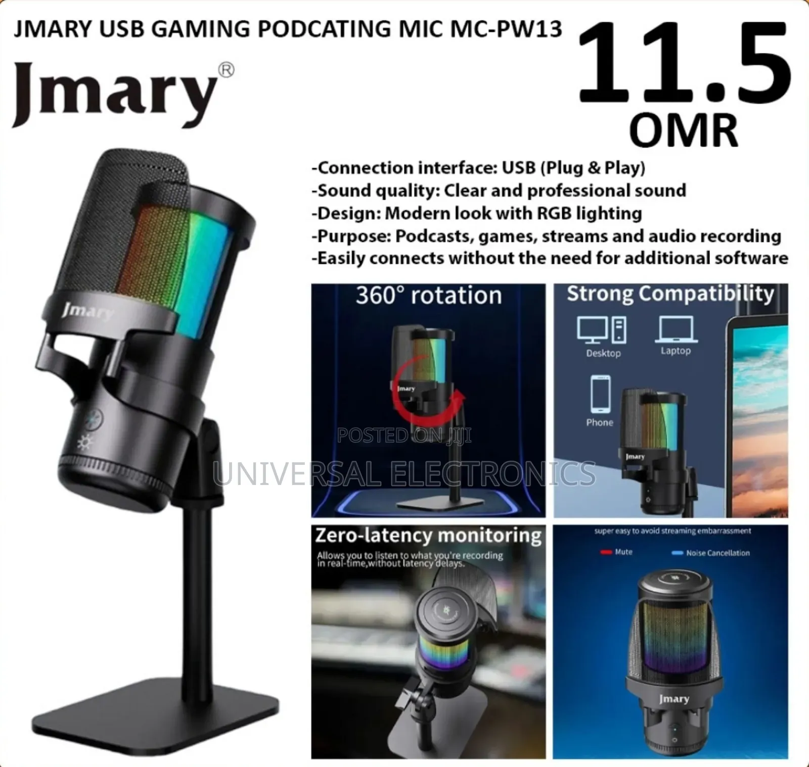 Clean Audio Jmary Mic With Tripod Stand|Just Plug and Record