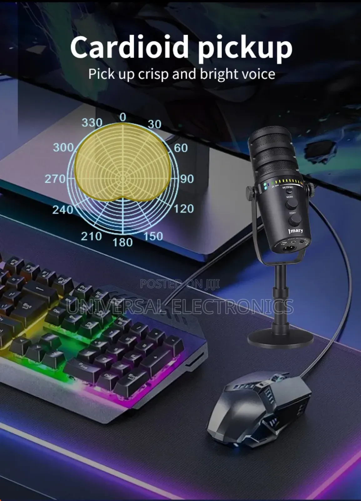 Noise-Reducing XLR Condenser With Mute Button Stand