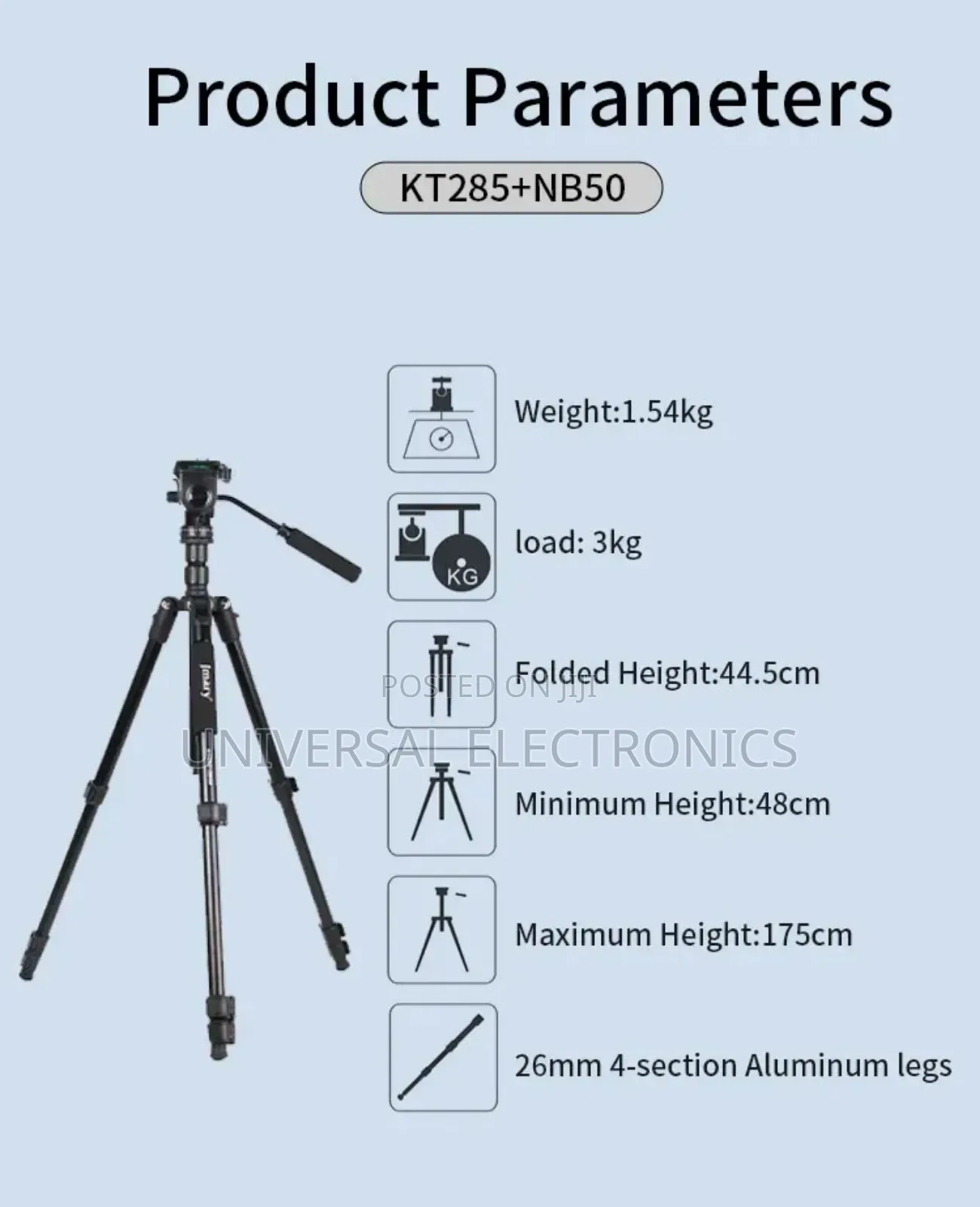 Tall Aluminum Tripod With 360° Rotation Head