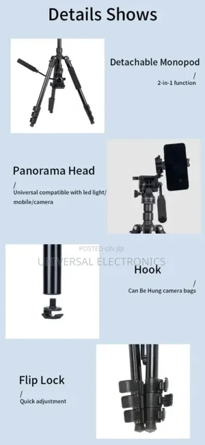 Tall Aluminum Tripod With 360° Rotation Head
