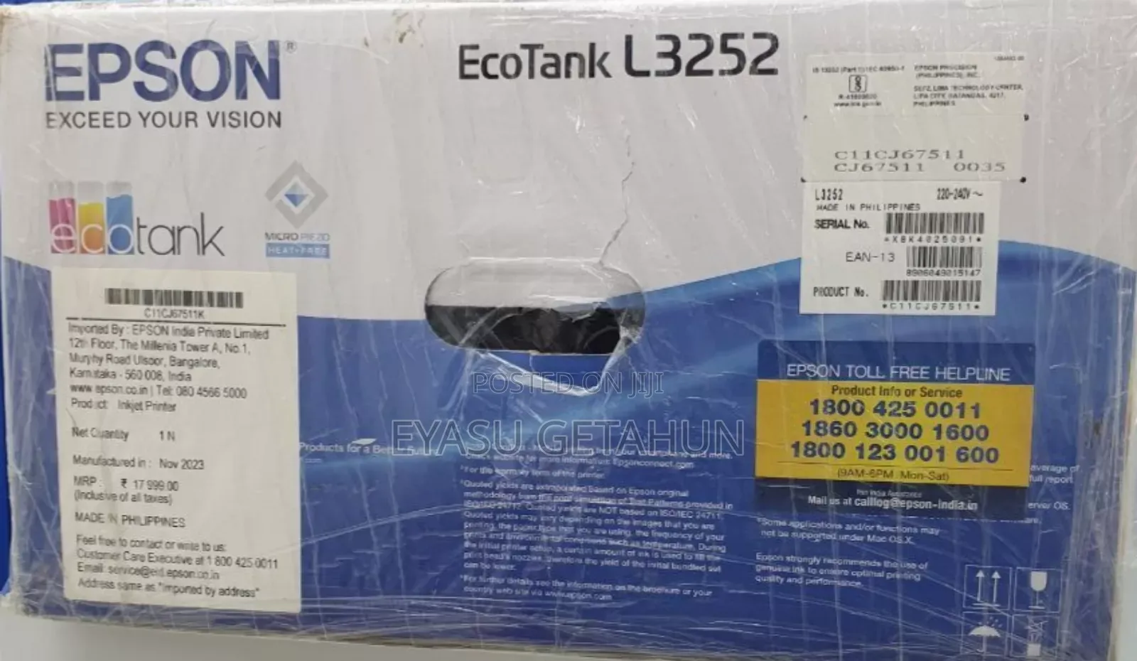Epson Ecotank L3252 All-in-One Ink Tank Printer