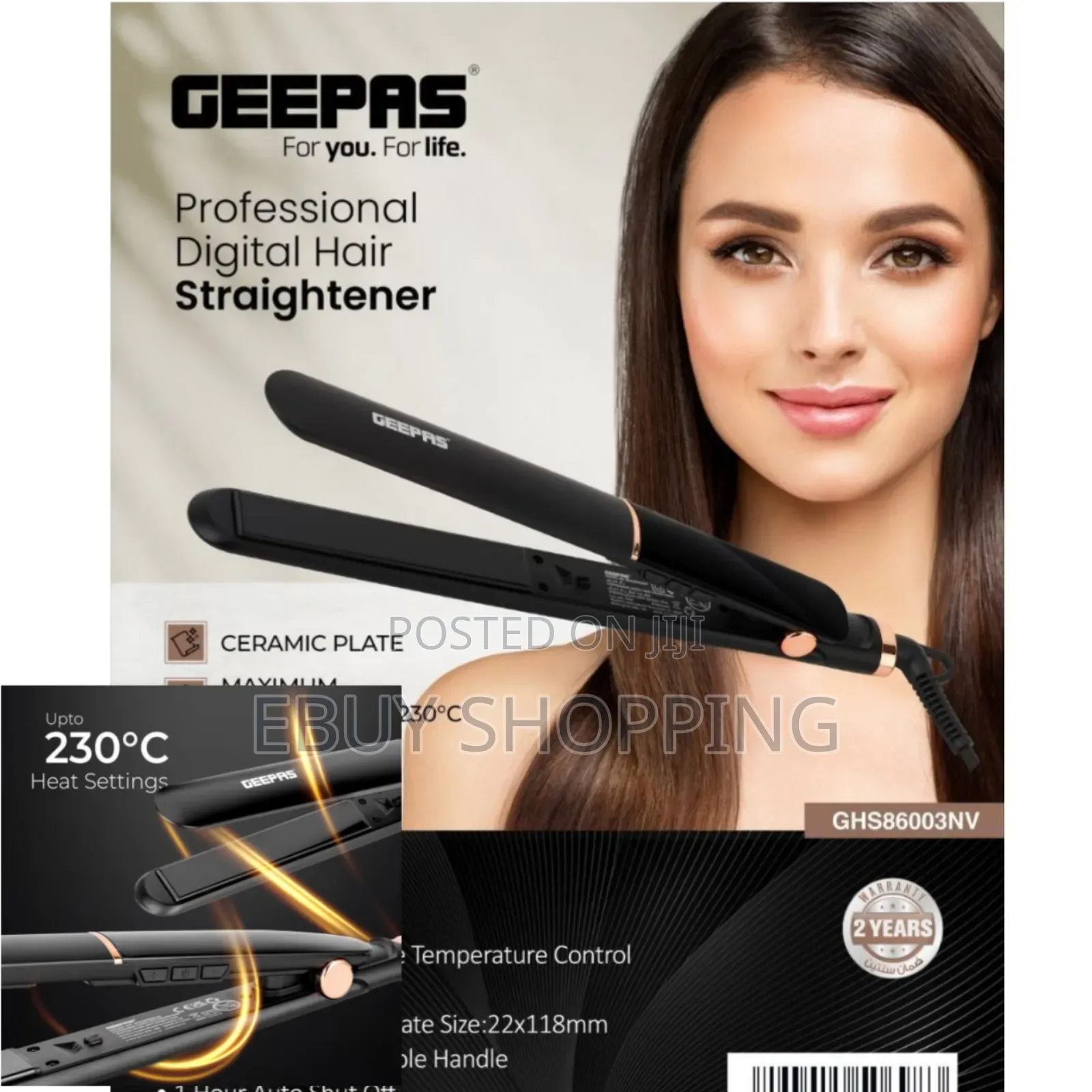 Geepas Digital Hair Straightener–Ceramic Plates LCD Display