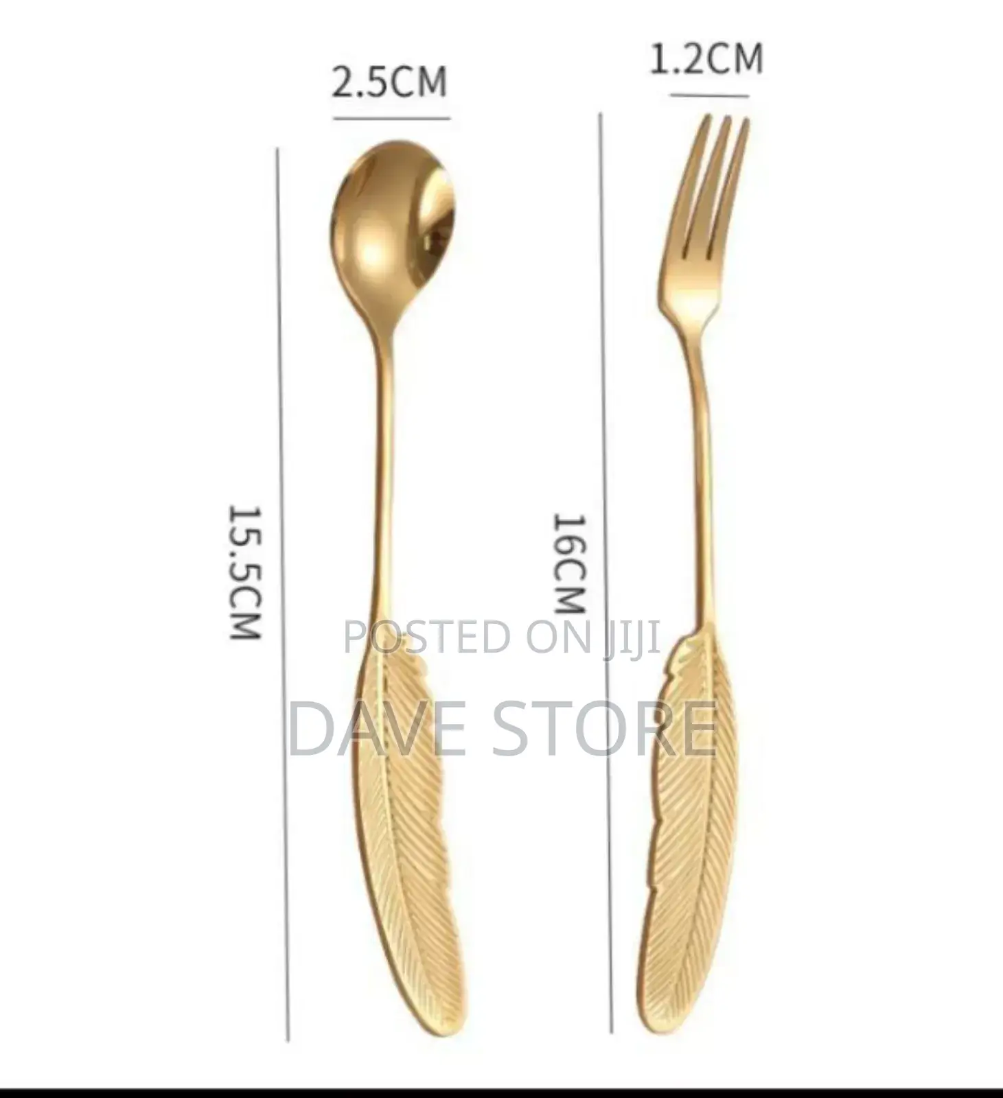 Wing Shape Golden Spoon and Fork Set