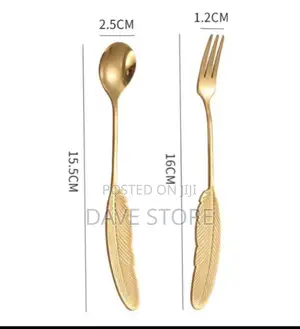 Wing Shape Golden Spoon and Fork Set