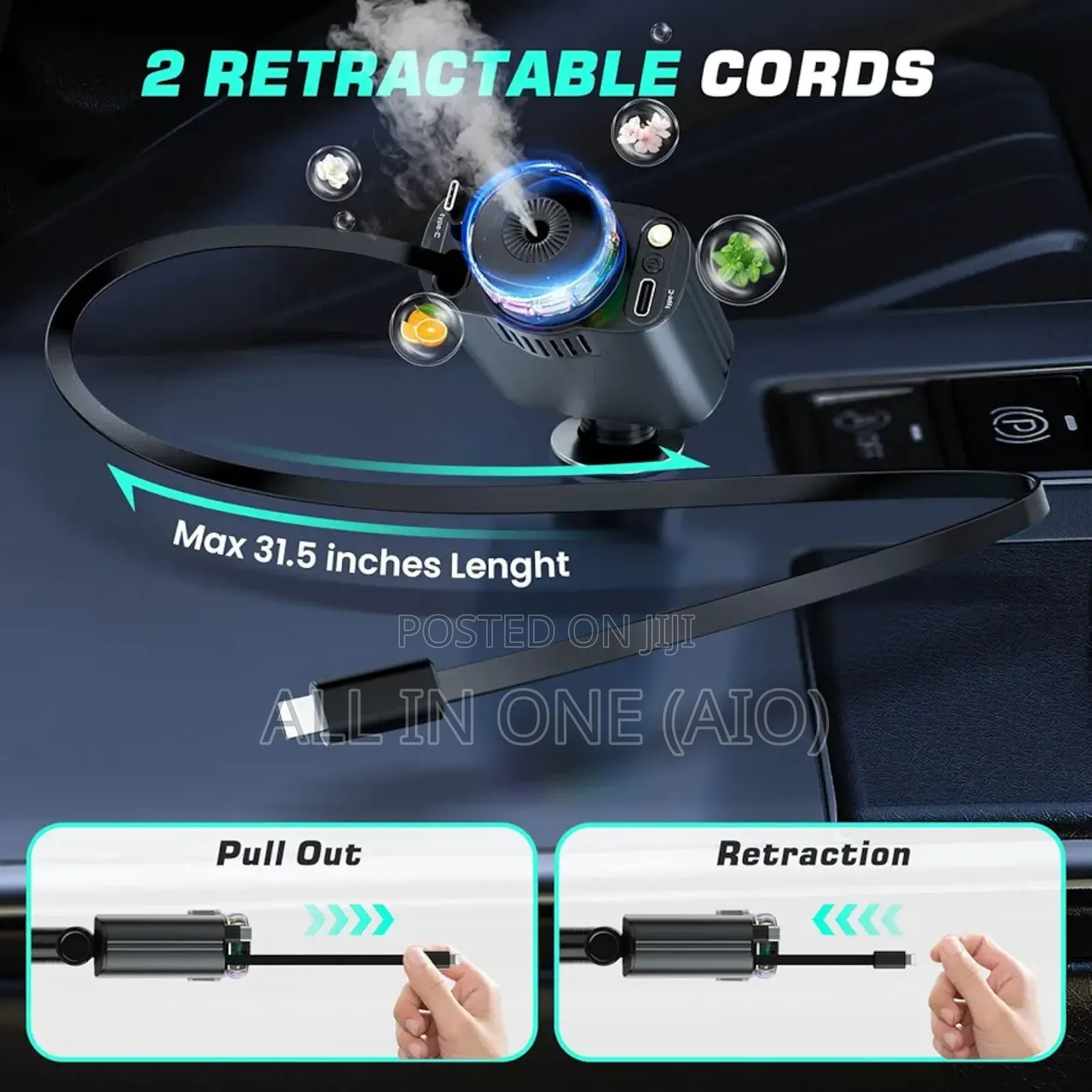 W O 5in1 Multifunction Car Charger With Aromatherapy