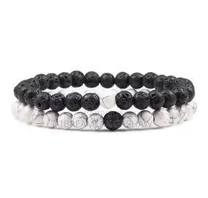 Photo - Hot Trendy Men Lava Stone Couples Distance Bracelets Natural