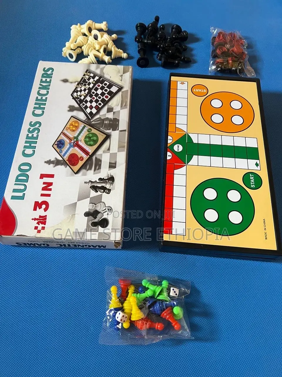 3in1 Ludo + Chess + Checkers 3በ1