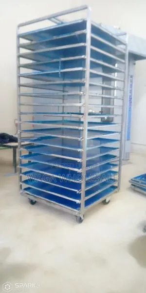Photo - Stainless Steel Food Trolley Rack Bread Trolley ዳቦ መደርደርያ