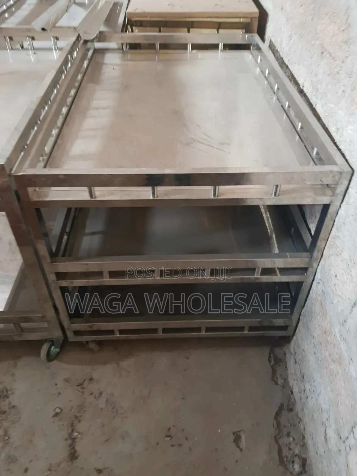 Stainless Steel Food Trolley Rack Bread Trolley ዳቦ መደርደርያ