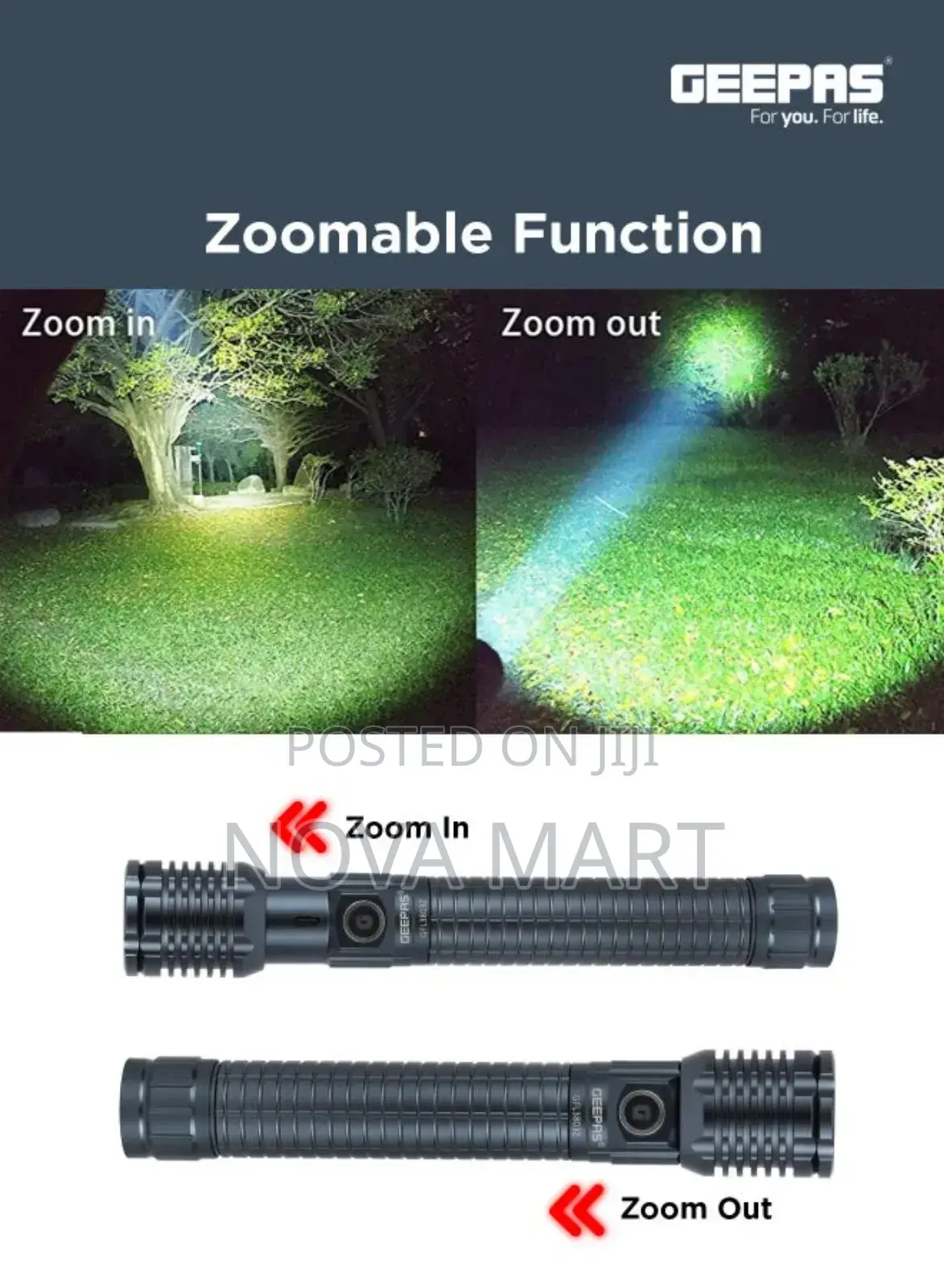 Geepas Zoomable Led Flashlight