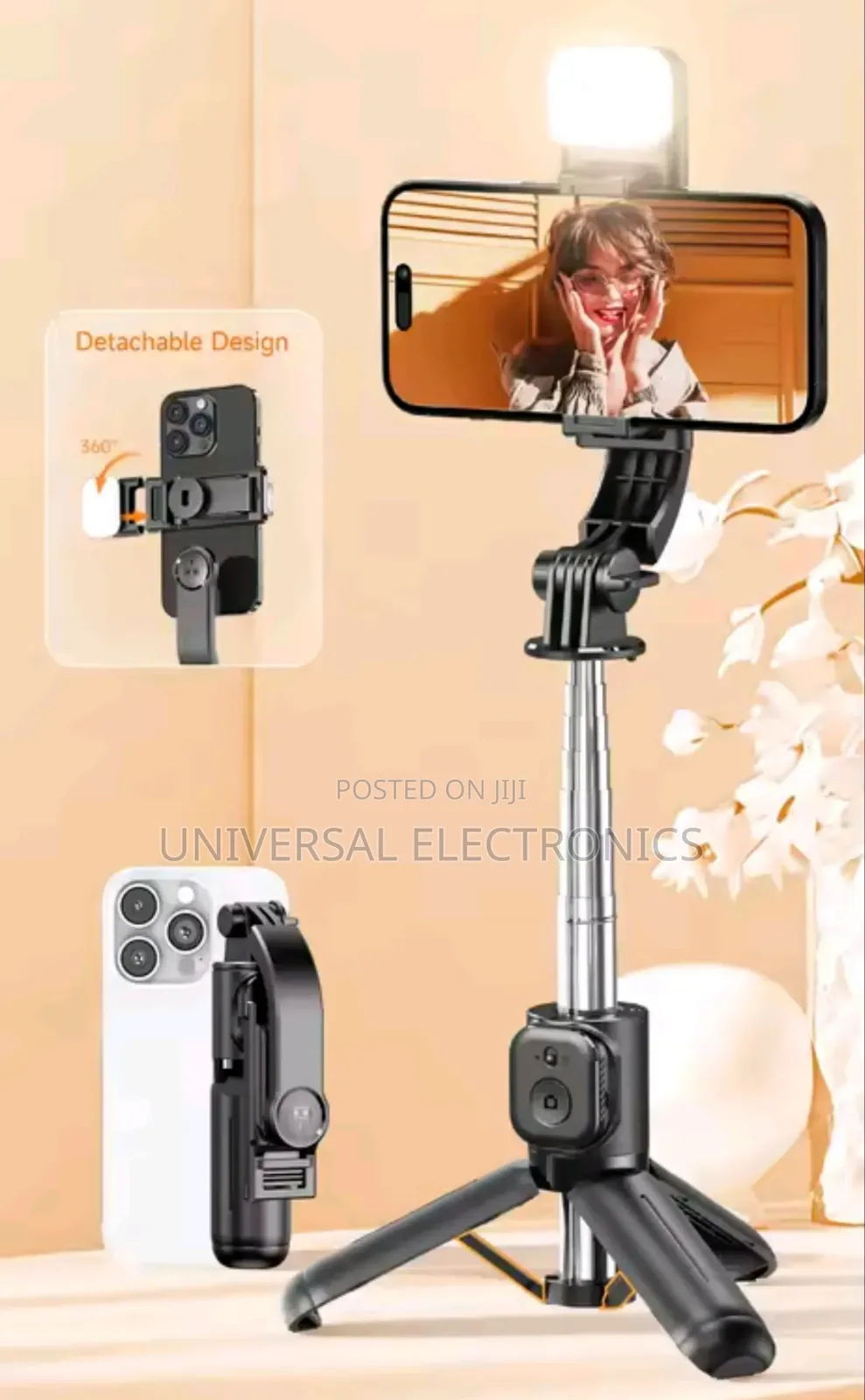 360° Tripod Selfie-Stick With Rechargable Fill Light