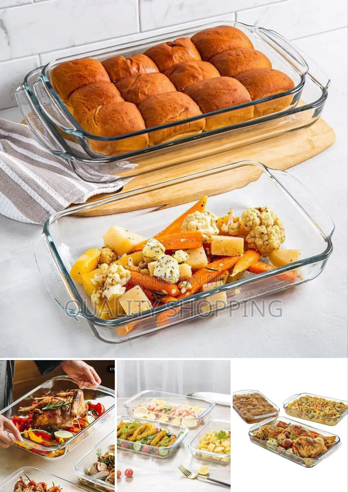 3pc Rectangular Heat-Resistant Glass Bakeware Set