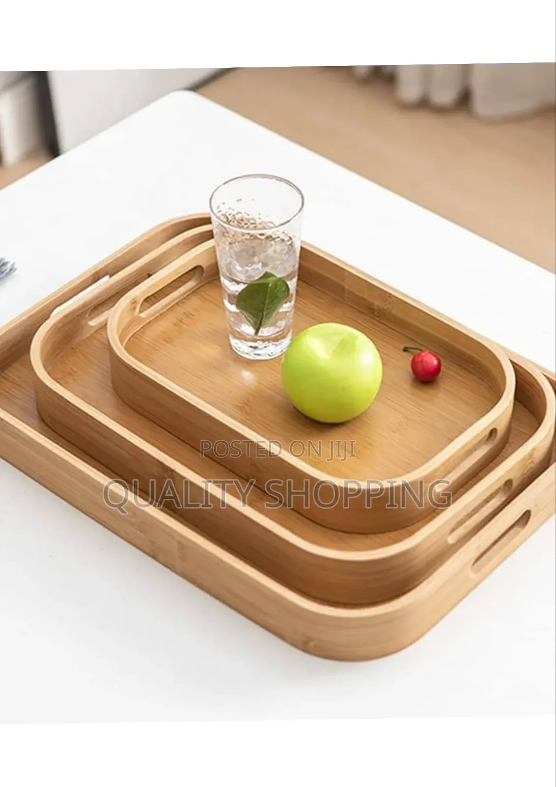 Natural Bamboo Food Tray Set – 3 Pieces