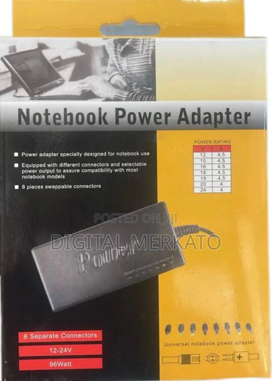 Universal Notebook Power Adapter 96w 12v–24v Multi Charger