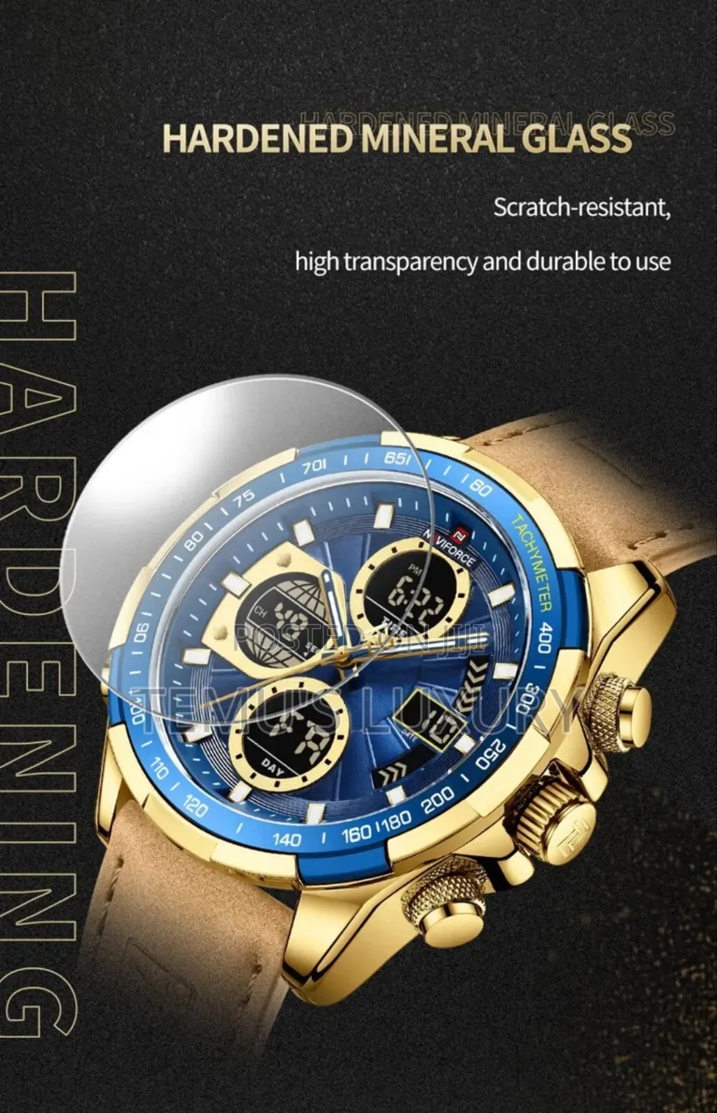 Naviforce Men Analog Digital Chronograph Leather (Yellow)