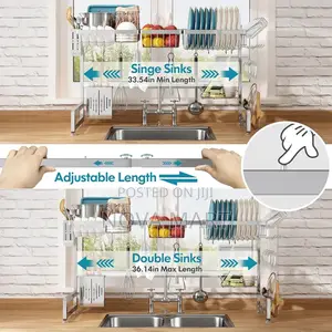 Adjustable Dish Rack Metal Over Sink Dish Drainer Rack