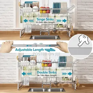 Adjustable Dish Rack Metal Over Sink Dish Drainer Rack