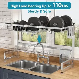 Adjustable Dish Rack Metal Over Sink Dish Drainer Rack