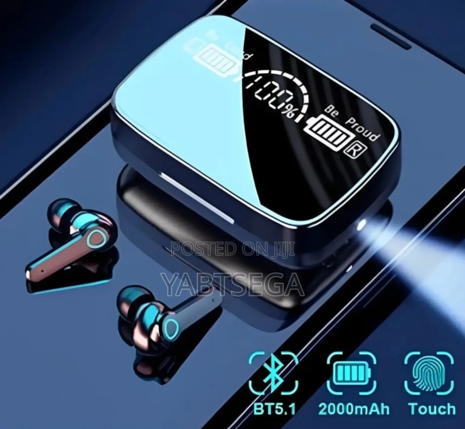 m19 ፓወር ባንክ እና ፍላሽ ላይት ያለው የጆሮ ማዳመጫ