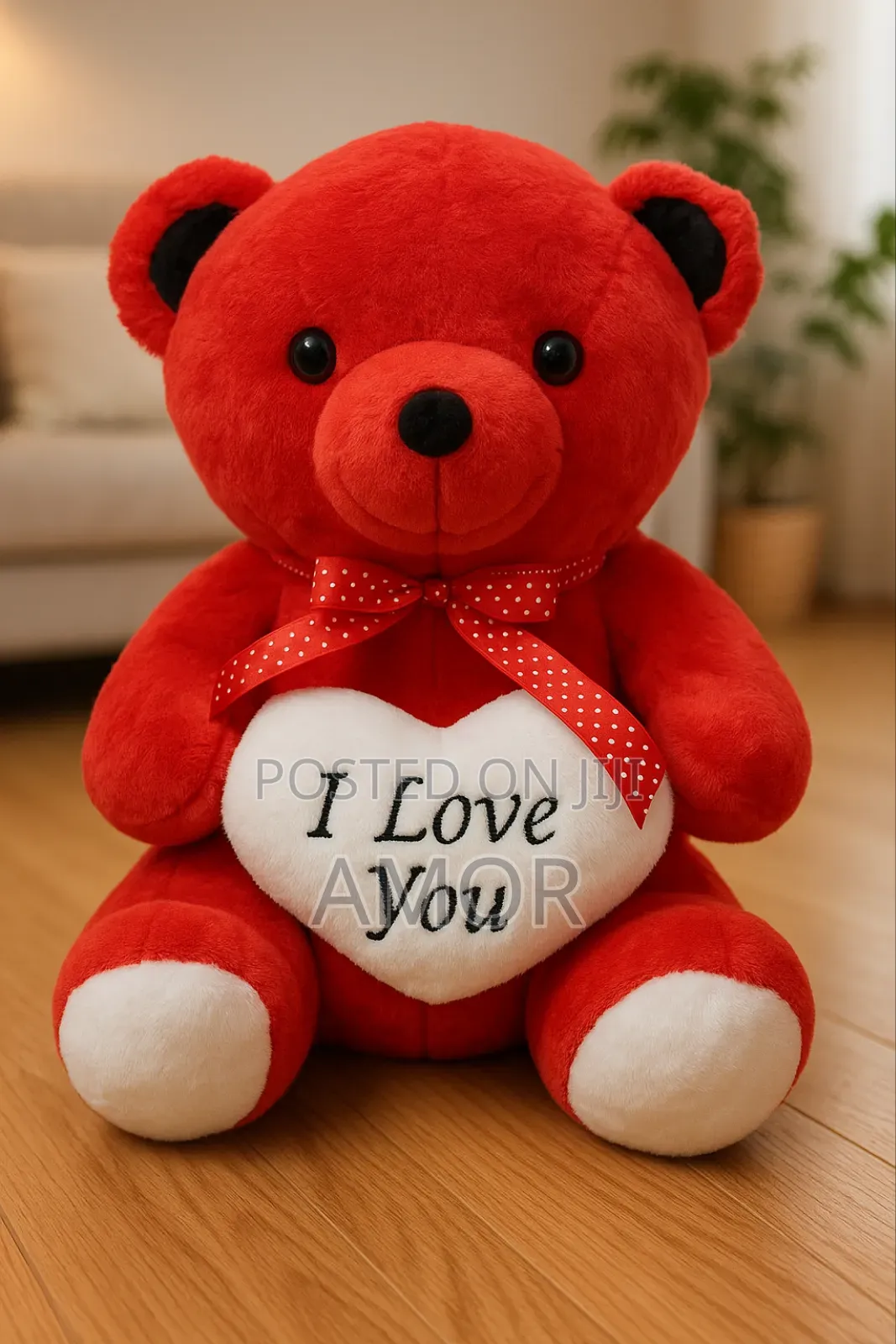 Red Teddy Bear With Heart Shaped Pillow!