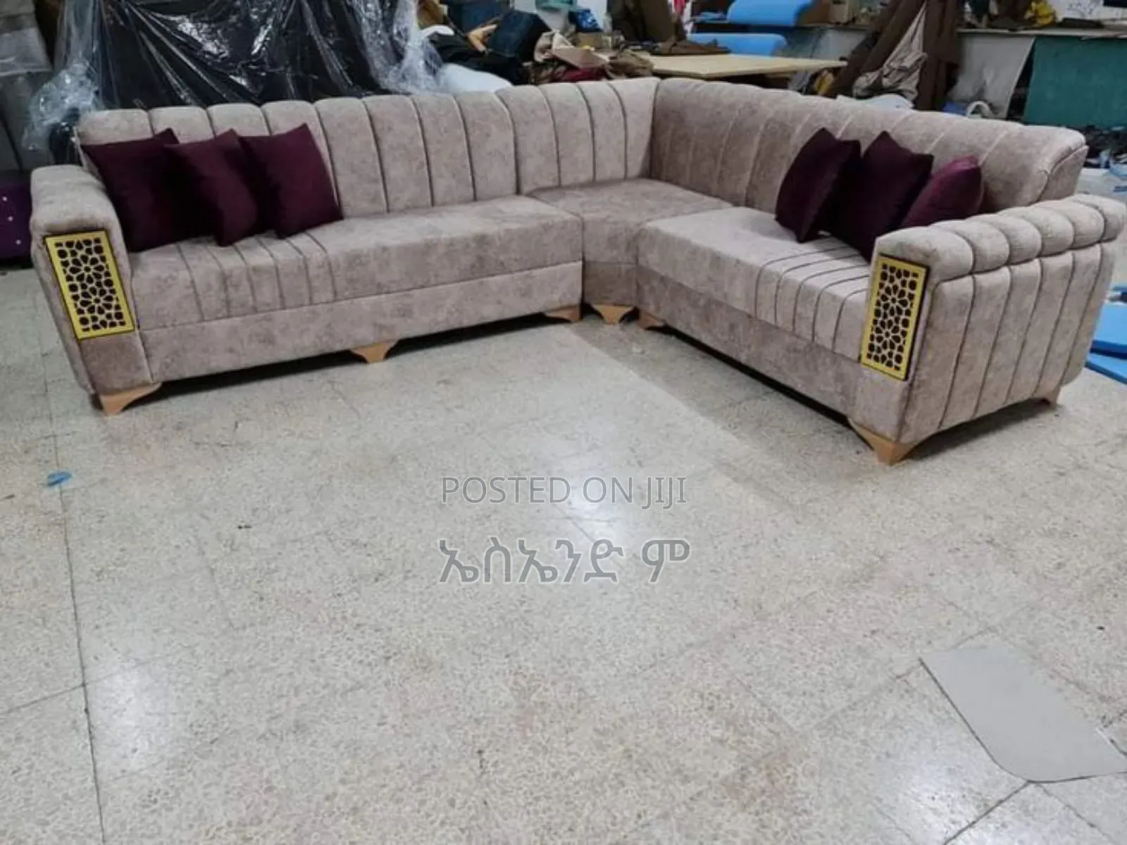 Sun Sofa With Gold Frame Design