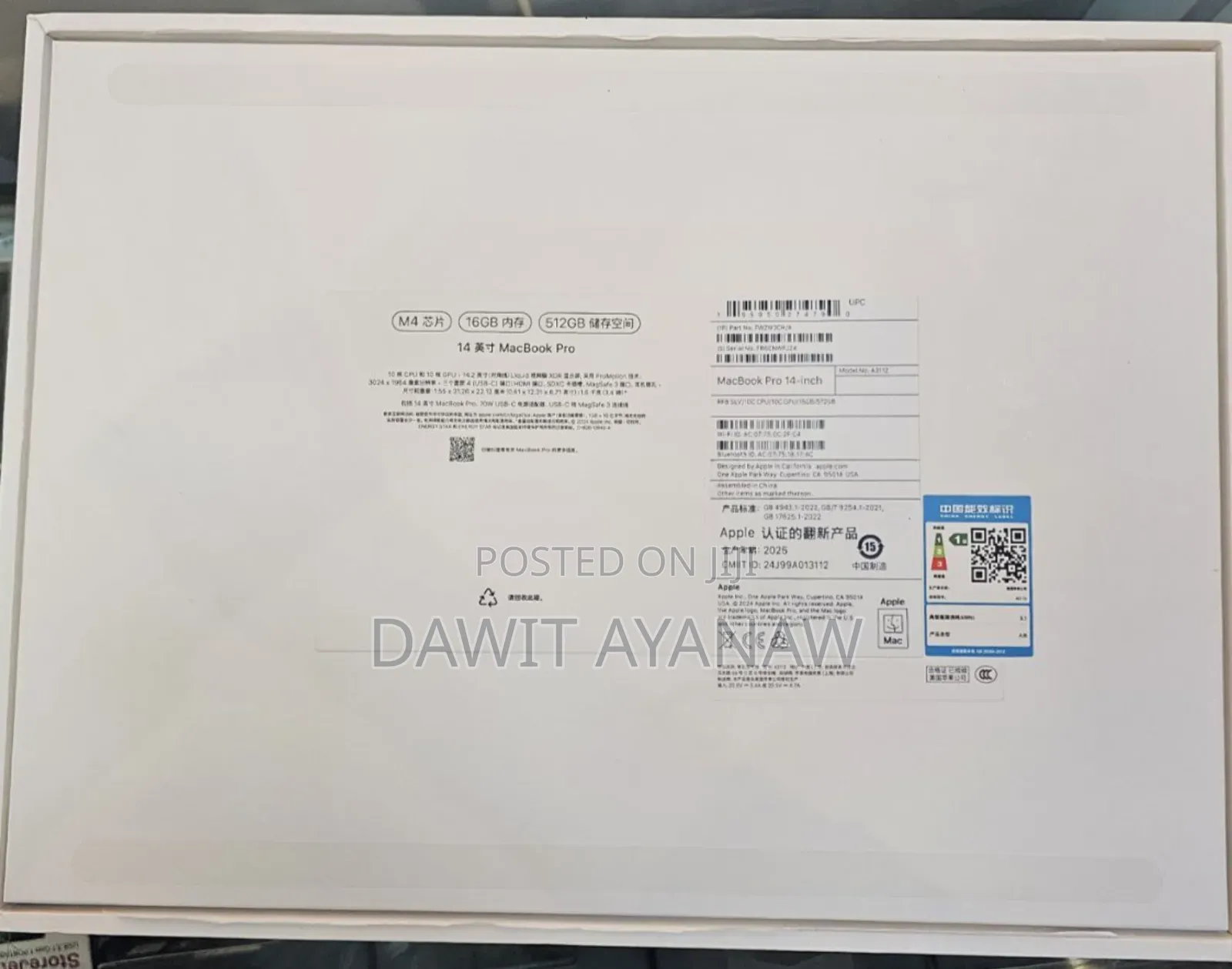 New Apple MacBook Pro 2024 M4 14-Inch 16GB Apple M4 Pro SSD 512GB