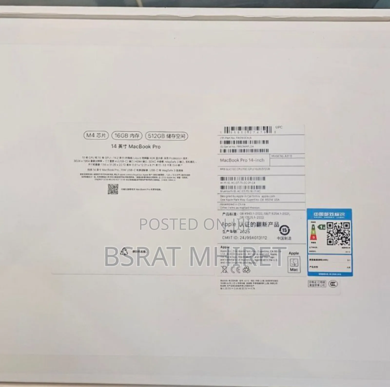 New Laptop Apple MacBook Pro 2024 M4 14-Inch 16GB Apple M4 SSD 512GB