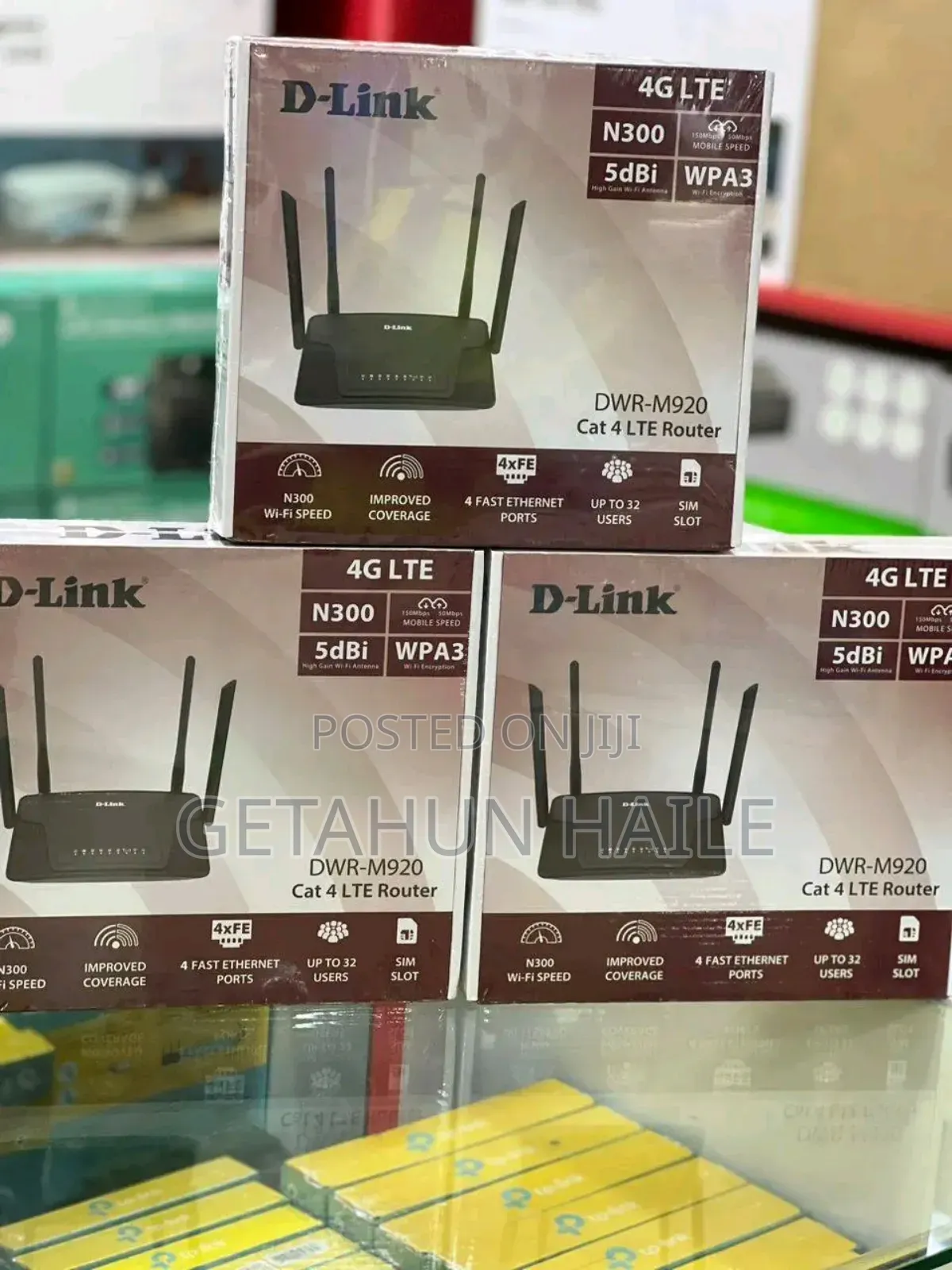 D-Link DWR-M920 4g Lte Route (Simcard የሚቀበል ባለ 4 እንቴና Router