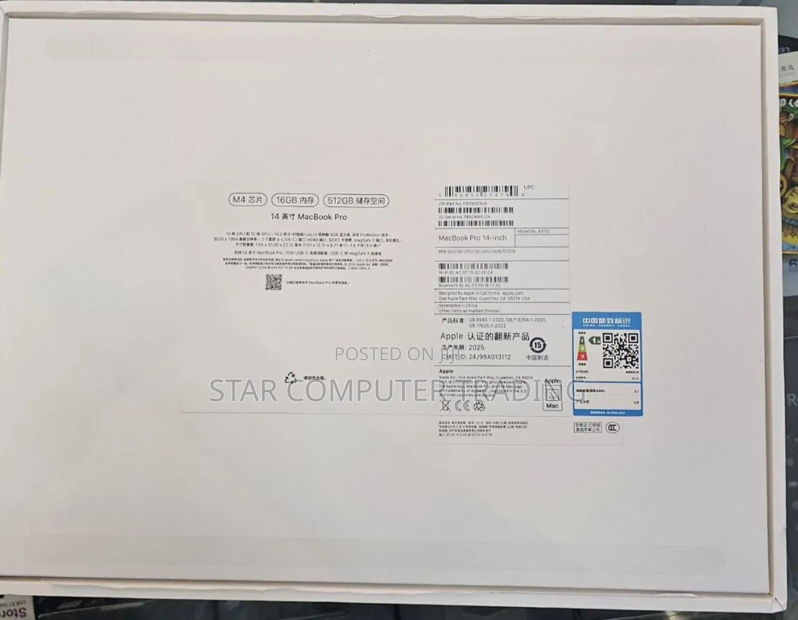 New Apple MacBook Pro 2024 M4 14-Inch 16GB Apple M4 Pro SSD 512GB