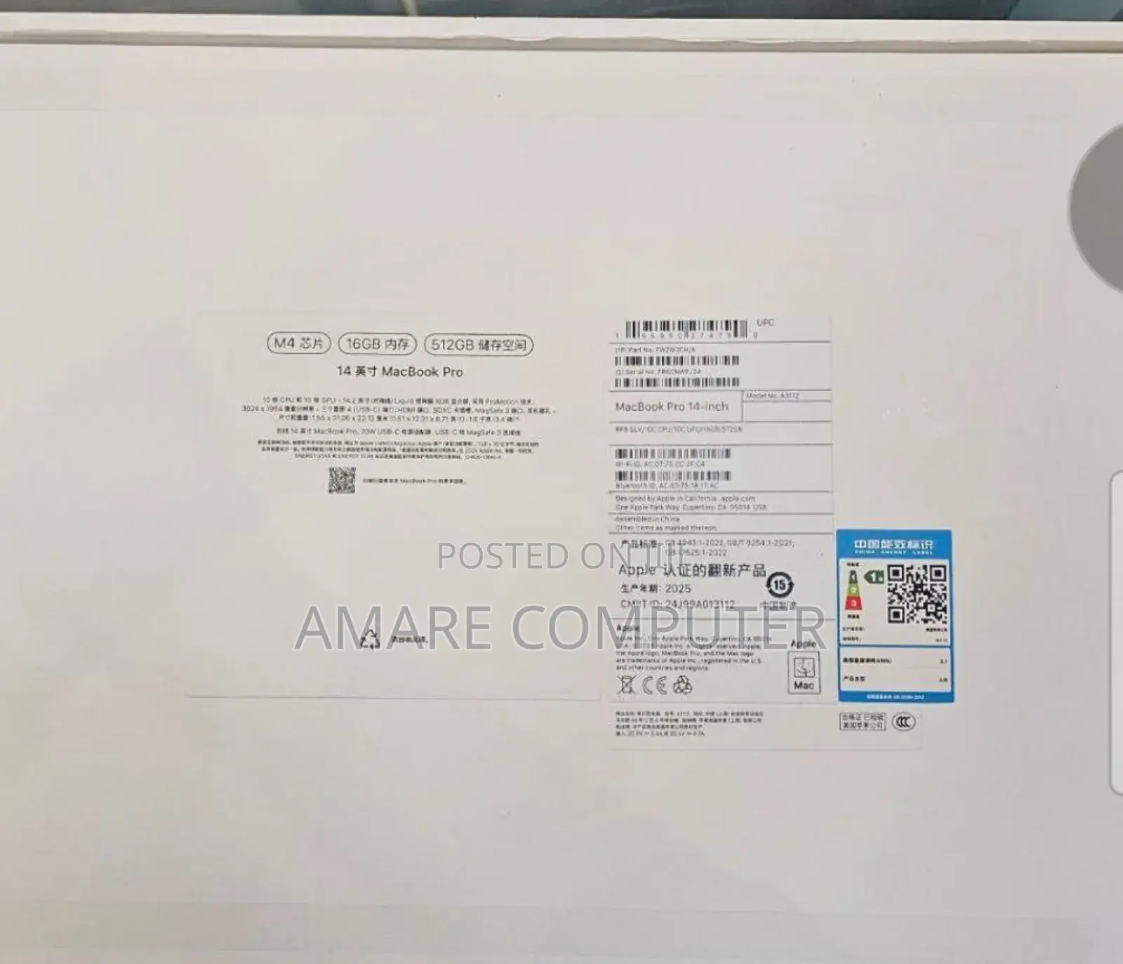 New Apple MacBook Pro 2024 M4 14-Inch 16GB Apple M4 Pro SSD 512GB