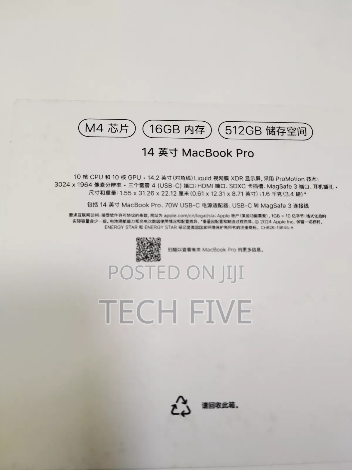 New Apple MacBook Pro 2024 M4 Pro 14-Inch 16GB Apple M4 SSD 512GB