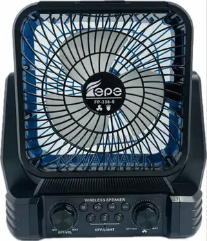 Solar-Charged Wireless Speaker With an 8-Inch Fan