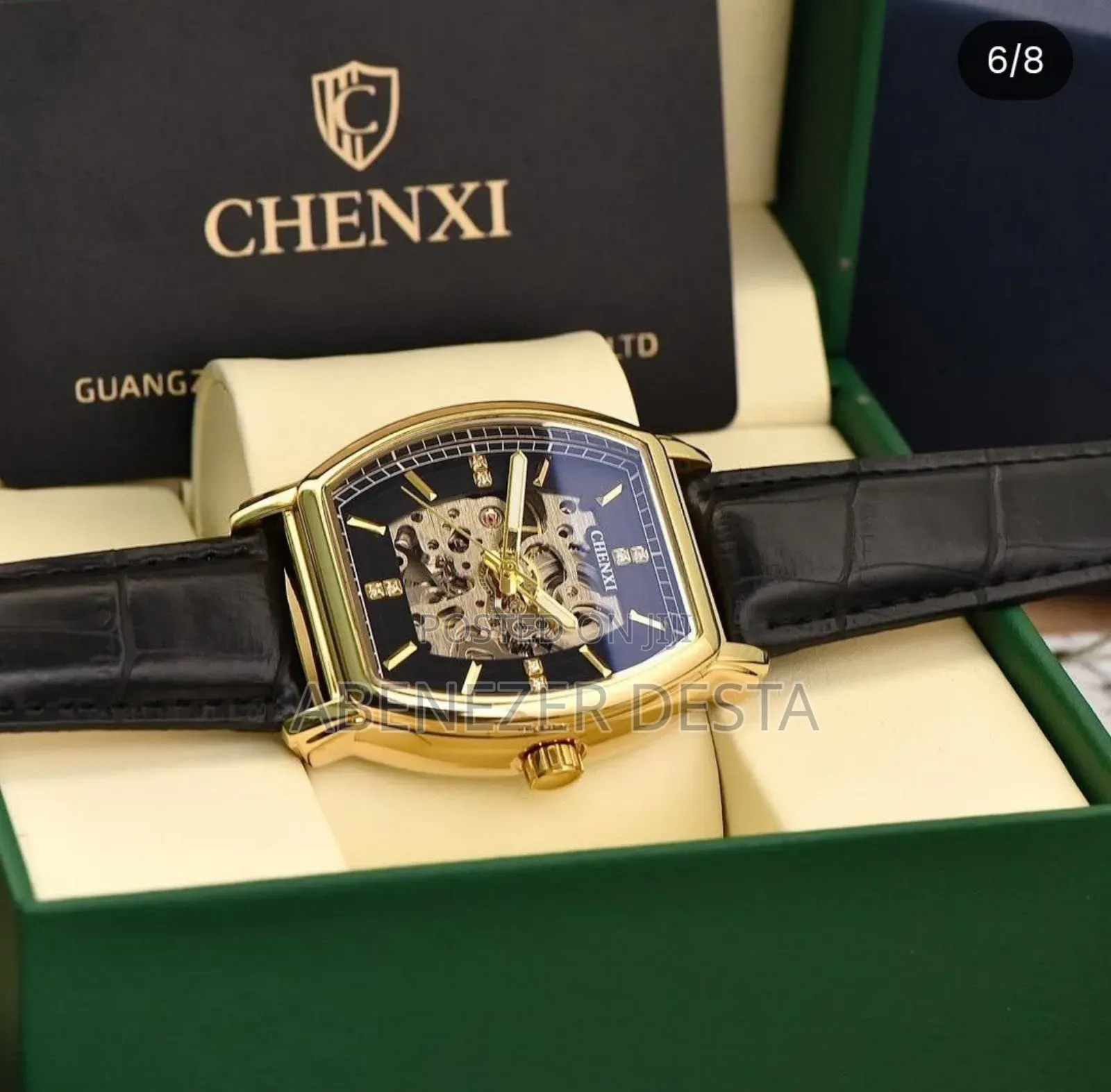 Chenxi Hollow Out Square Men's Relogio