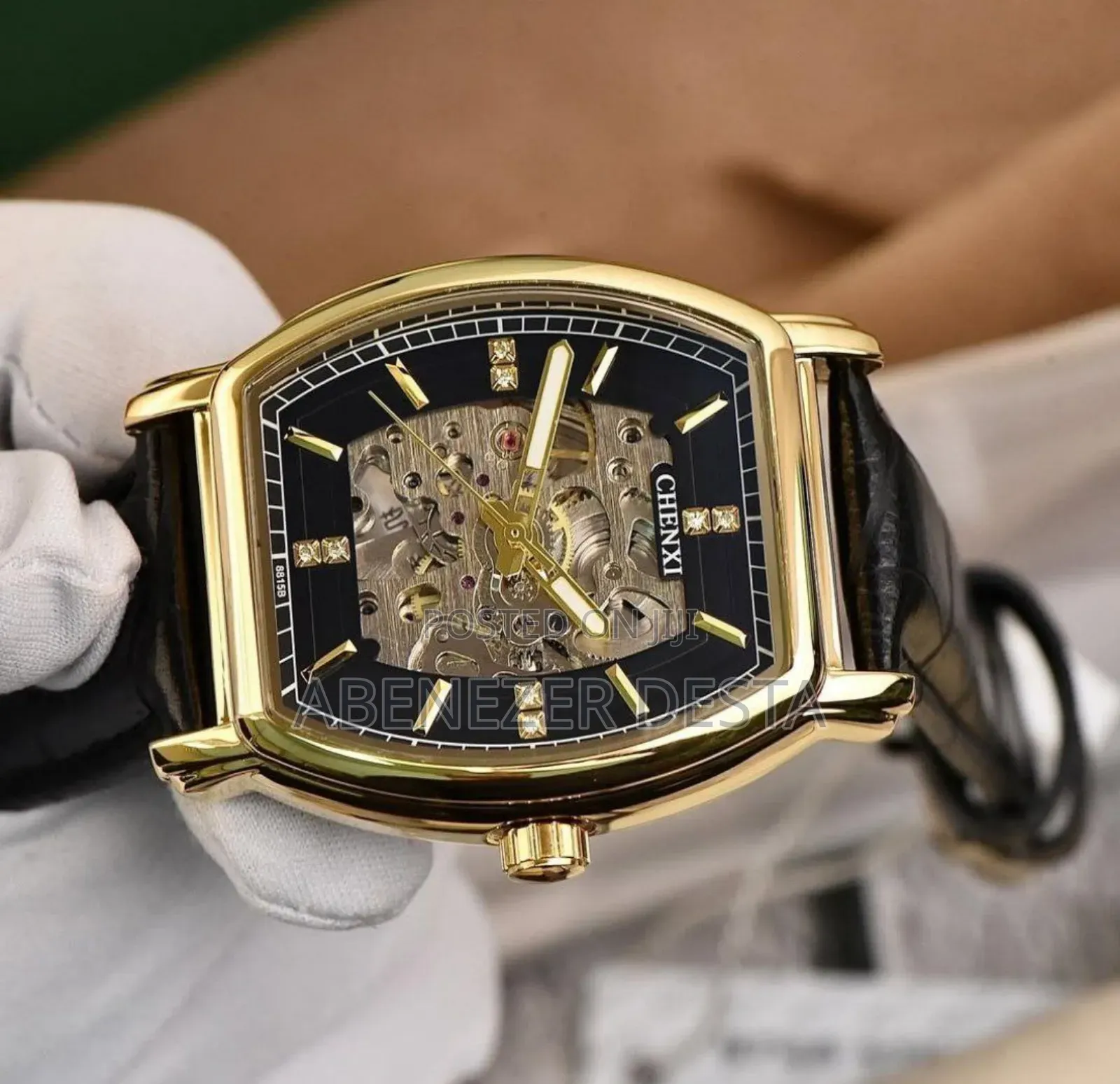 Chenxi Hollow Out Square Men's Relogio