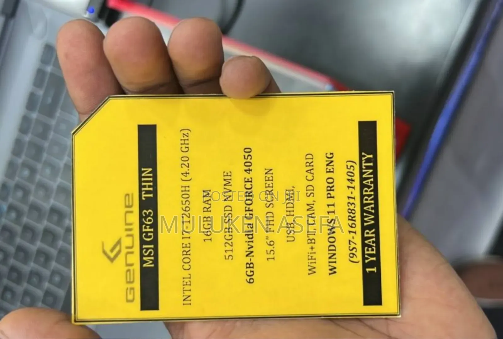 New Laptop MSI GF63 16GB Intel Core I7 SSD 1T